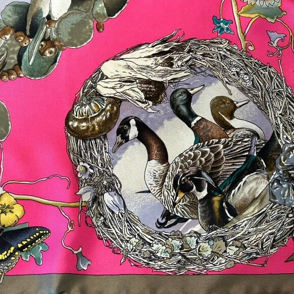 Vintage Hermes Faune Et Flore Du Texas Wildlife Silk Scarf by Kermit Oliver 90c - Picture 9 of 16